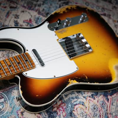 2022 Fender Custom Shop 65' Tele Custom Heavy Relic 3 Tone Sunburst image 17