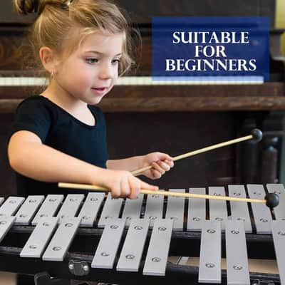 30 Note Professional Glockenspiel - Metal Bell Kit Xylophone With Stand, Note Holder And Carrying Bag image 6