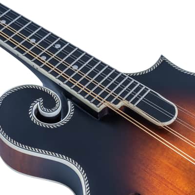 Washburn M3SEBRK F-Style Acoustic Electric Mandolin with Gig Bag. Bourbon Burst image 3