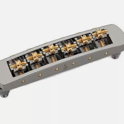 Schaller Germany STM Roller Bridge for Les Paul, RUTHENIUM w/ Brass Saddles image 1
