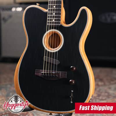 Fender Acoustasonic Player Telecaster Electric Guitar - Brushed Black with Structured Gig Bag image 1