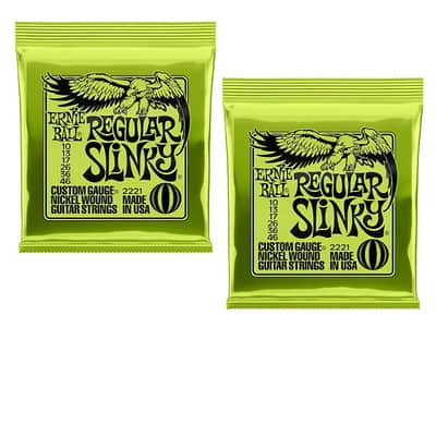 Ernie Ball Regular Slinky Nickel Wound Electric Guitar Strings 10-46 Gauge (2 PACK)