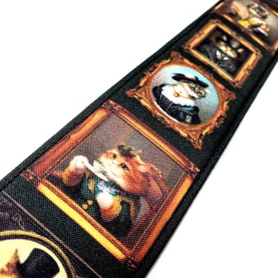 Fancy Cats Guitar Strap - Top Hat Cats Guitar Strap - Tea Time Cats Guitar Strap - Victorian Cats Guitar Strap - Universal Guitar Strap image 2
