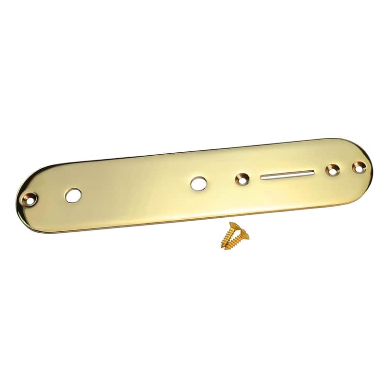 Tele Electric Guitar Control Plate Stainless Steel Two Control-Knob Holes Control Plate with 7mm Diameter Pot Holes Compatible with Most Teleocaster Tele Guitar Replacement Parts Gold image 1
