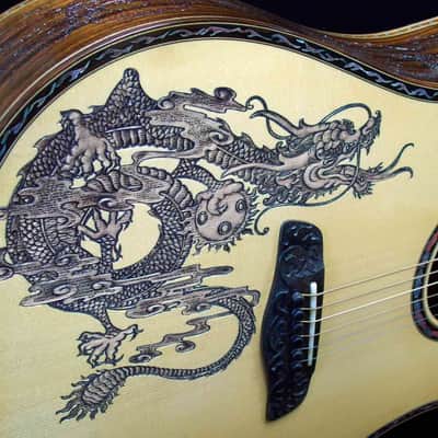 Blueberry Handmade Dreadnought Acoustic Guitar Dragon Motif Built to Order image 16
