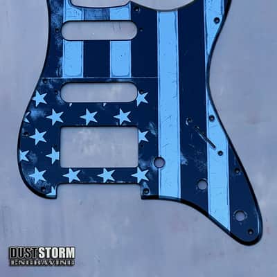 American Flag Pickguard & Tremolo Cover in Gun Metal Gray Acrylic Mirror for Fender Stratocaster SSS, HSS, HSH Setups Available image 3