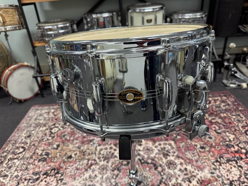 6.5" x 14" Slingerland No. 121 Super Sound King  10-Lug Chrome Over Brass Snare Drum image 1