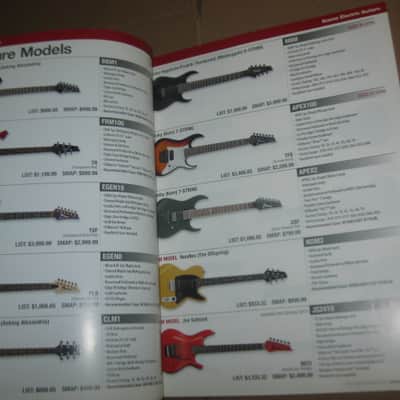 very lightly handed, near A+ genuine Ibanez 2013 Full Line Catalog (114 total pages) + a one page Amendments sheet (states "For Authorized Dealers Only") Color Pictures and B & W Text, Thin Quality Paper, Semi-Gloss Sheen, CATALOG - L: 11" x W: 8 & 1/4" image 5