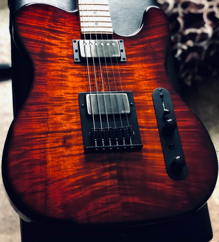 Sadowsky NYC T-Style Guitar - Devin Townsend Replica - 2018 - Dark Cherry Tiger image 1