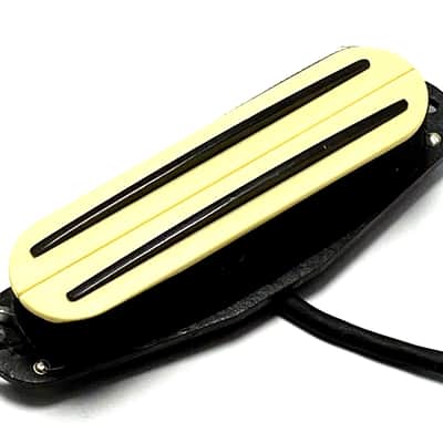 Dragonfire AR5 Strat Sized Humbucker, 1 Qty Position Interchangeable 4 Wire Dual Rail AlNiCo V Pickup ~ Cream with Black Rails image 3