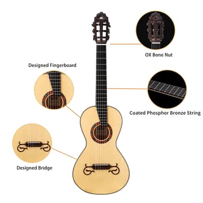 Gosila All Solid Classical Guitar Solid Engleman top Solid Flamed Maple back and sides Okoume neck Ebony fingerboard Including a Wooden Case image 4