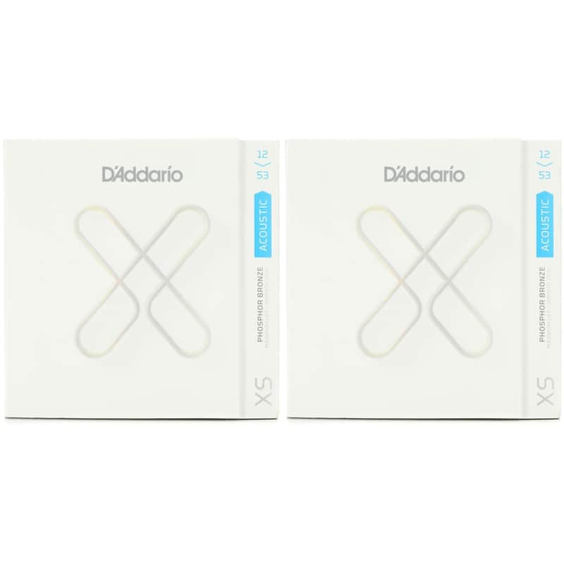 D'Addario XSAPB1253 Phosphor Bronze Coated Acoustic Guitar Strings - .012-.053 Light (2-Pack) image 1