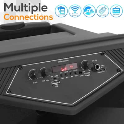 Portable Bluetooth PA Speaker System-800W Outdoor Bluetooth Speaker Portable PA System w/Microphone in, Party Lights, MP3/USB SD Card Reader, FM Radio, Rolling Wheels-Mic, Remote image 2