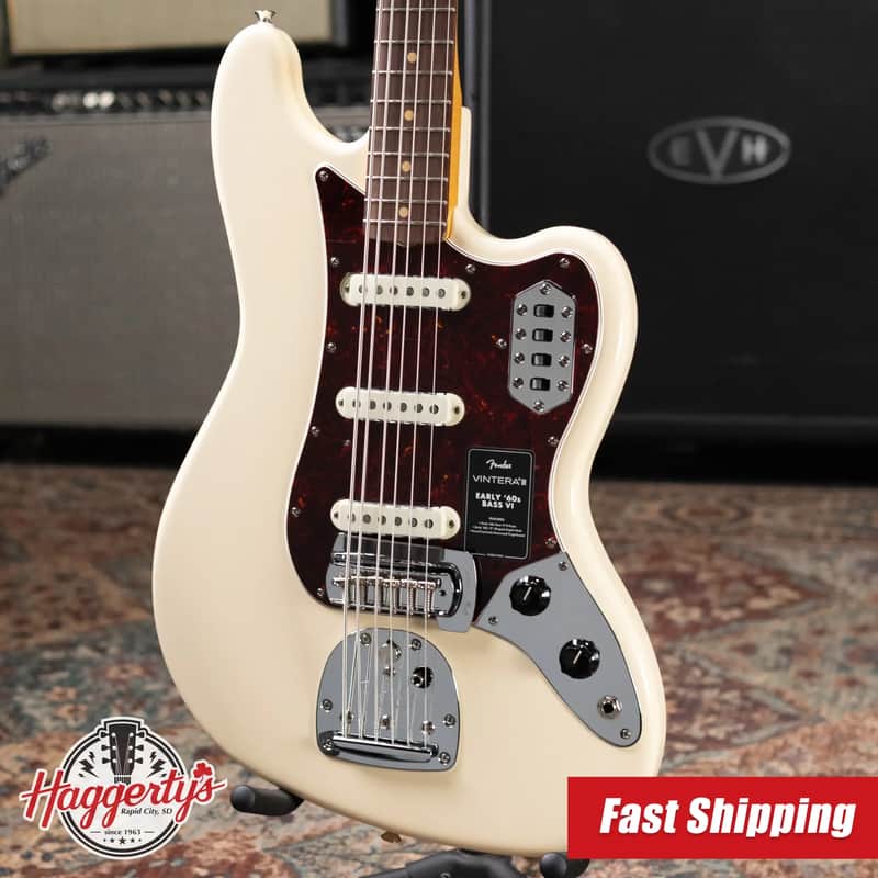 Fender Vintera III Early '60s Bass VI - Olympic White with Gig Bag image 1