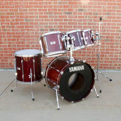 1989 Yamaha Recording Custom 5 Piece Shell Pack - Wine Red 10, 12, 13, 16, 22" image 3
