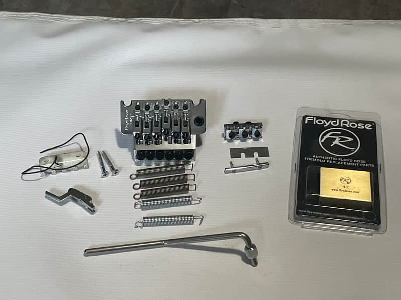 2000's Schaller Original Made in Germany Chrome Floyd Rose Pro Electric Guitar Tremolo Bridge Set & Brass Block image 1