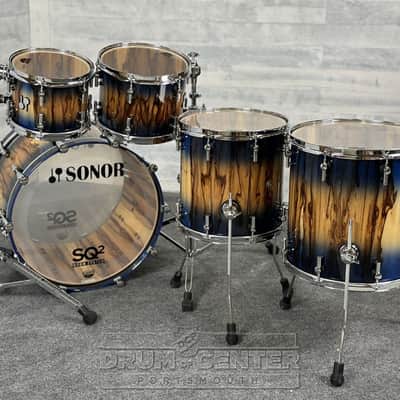 Sonor SQ2 Beech 5pc Drum Set Candy Blue Burst Over African Marble image 2