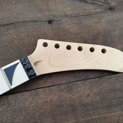 24 SHARK FIN BANANA NECK MAPLE GUITAR NECK WITH FLOYD ROSE NUT INSTALLED DIY NECK image 1