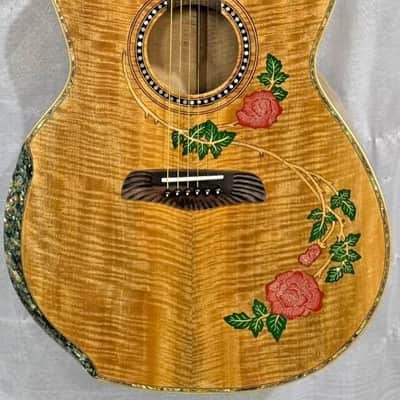 Blueberry Handmade Jumbo Size Acoustic Guitar Floral Motif - Mango Wood Body and Top image 4