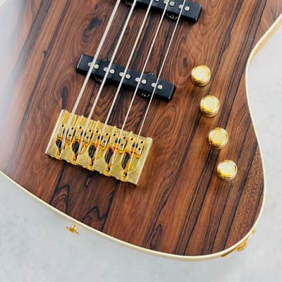 Pensa J-534 Ziricote Top Chambered 5-String Bass 2023 - Natural / Aztec Gold image 5