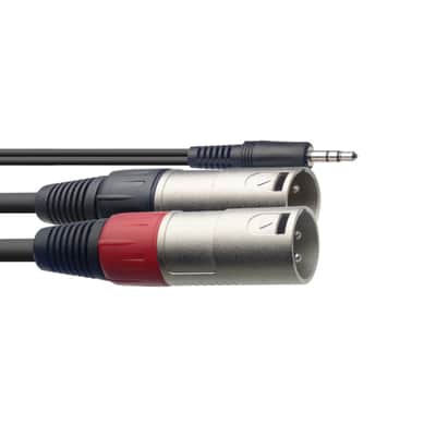 Stagg SYC1/MPSB2XM 3.5mm Stereo MiniJack - 2 x XLR Male Cable (1M) image 1