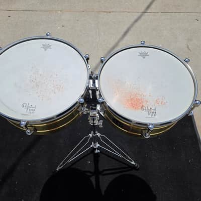Latin Percussion Tito Puente 14" and 15" Brass Timbale Pair W/ Stand (C020-4) image 5