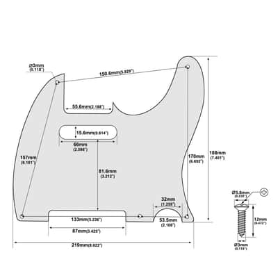 Vintage Original '51–'59 5-Hole Tele Pickguard 1.5mm/0.059inch Thickness Straight Edge 1 Ply Tele Scratch Plate for USA/Mexican Vintage Style Fender Tele Telecaster JT/HB-19 White image 2