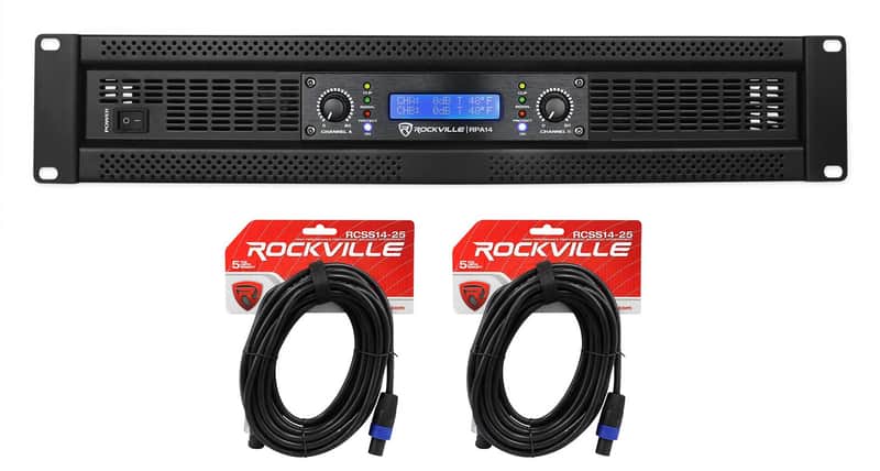 Rockville RPA14 7000w Peak 2000w RMS 2 Channel Power Amplifier Pro/DJ Amp+Cables image 1