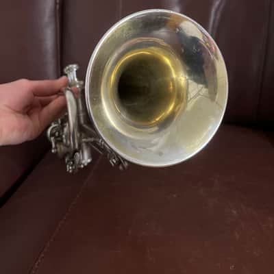 Buescher True Tone Model 250 (very rare) Bb and A Cornet (Popularity Model) (1928) SN 247989 (Silver plated)(gold wash bell) image 7