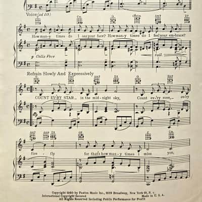 (USED/VINTAGE Sheet Music) Count Every Star - Hugo Winterhalter - Piano/Vocal/Guitar image 2