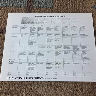 Vintage Circa 1985 Martin Stinger Solid Body Electric Guitar Flyer! image 2