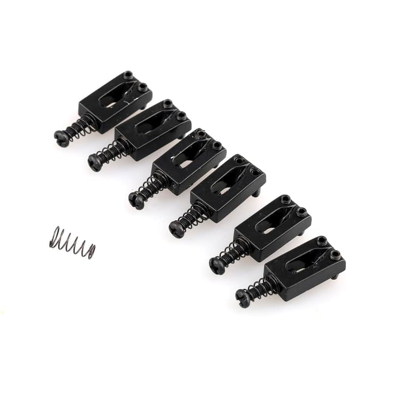 Musiclily Metal Tremolo Bridge Saddle For Fender Strat Electric Guitar Parts,Black (Pack of 6) image 1