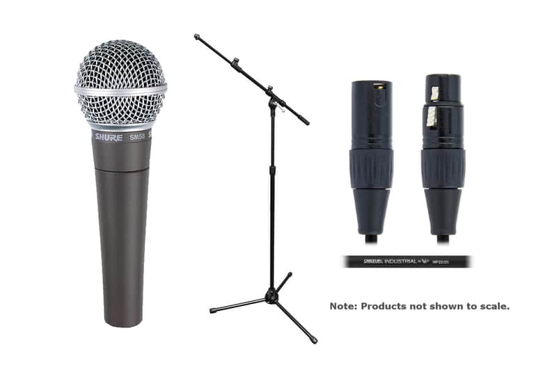 Shure SM58LC-SOLO-K SM58-LC SOLO Bundle with Mic + Tripod Mic Stand / Boom + Cable image 1