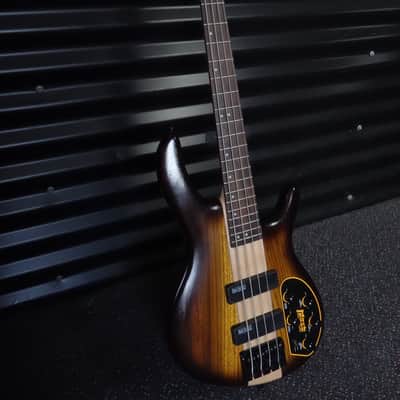 Cort C4 Plus ZBMH OTAB Artisan Series Zebrawood/Maple 4-String Bass Open Pore Tobacco Burst