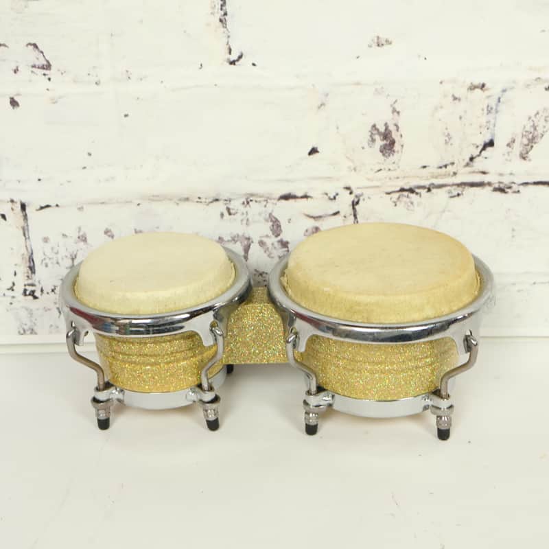 Unbranded Gold Glitter Mini Bongo Set image 1