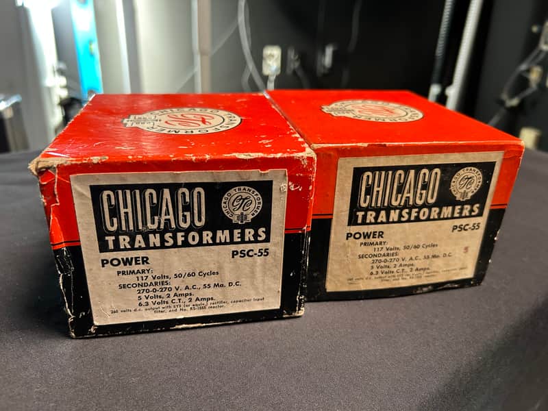 NIB! One Pair of Rare and Original Chicago PSC-55 Power Transformers 1950s - Electrically identical to PCC-55 used in Vintage Pultec Tube EQs image 1