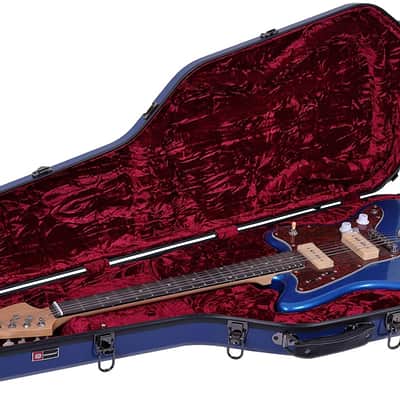 Crossrock Fiberglass Hardshell Backpack Style Navy Blue Electric Guitar Case (CRF1000JMNVBL) image 4