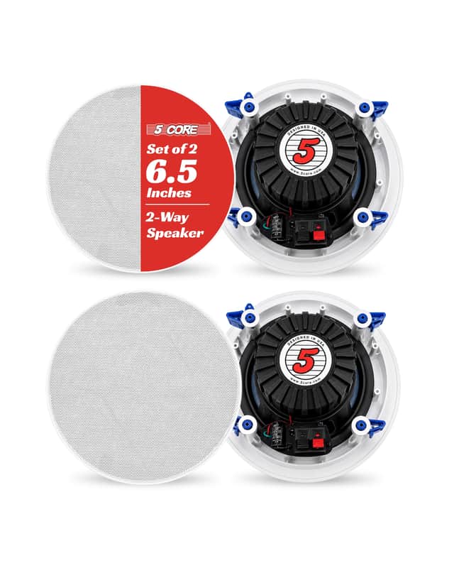 5 Core 6.5 Inch In-Ceiling In-Wall Speaker 360W 2-Way Pair Flush Mount House Home Theater Speakers image 1