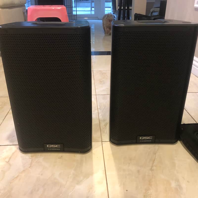 QSC K8.2 powered speakers Red