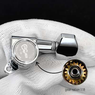 18:1 Guitar Locking Tuners 3x3 Lock String Machine Heads Guitar Tuning Pegs Replacement For Classic or Acoustic or Elecric Guitars-Chrome(3R+3L) image 3