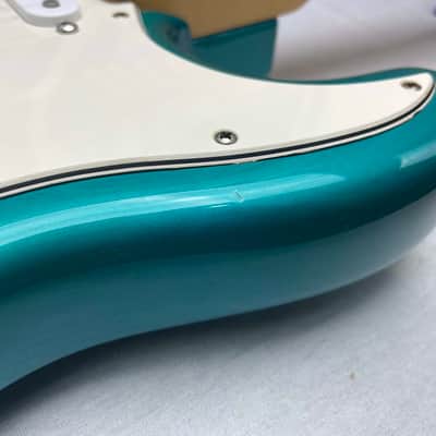 Fender PARTS Stratocaster - 1999 American Deluxe neck on 1983 Dan Smith-era Standard Strat body with Case - Transparent Teal image 6