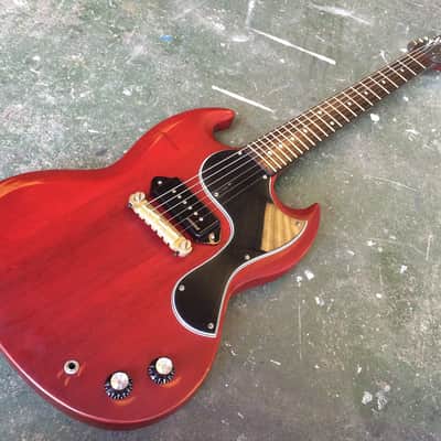Vintage Icon V6 SG Junior Electric Guitar Roadworn image 2