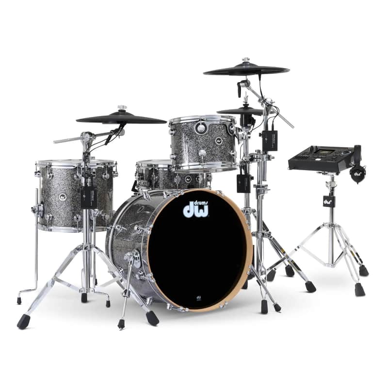 DW DWe 4pc Complete Electronic/Acoustic Drum Set w/Roland Cymbals & V51 Black Galaxy image 1