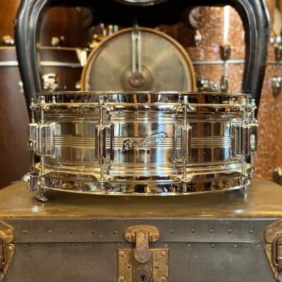 VINTAGE 1960's Rogers 5x14 Chrome over Brass Dynasonic image 2