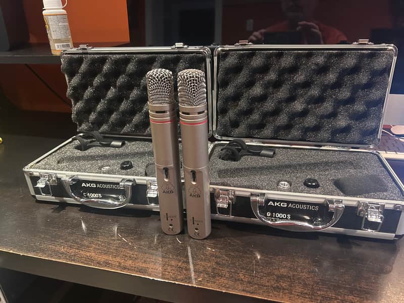 Pair AKG C1000s w/ Original Flight Cases, Clips, Adapters and Windscreens image 1