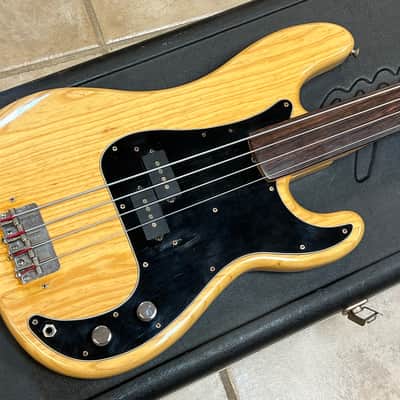 1977 Fender Fretless Precision Bass Natural Ash image 5