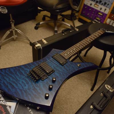 1985 USA Jackson San Dimas Custom Shop Kelly KE2 EMG 81 85 Floyd Rose Blue Quilt Quilted Maple Top image 10