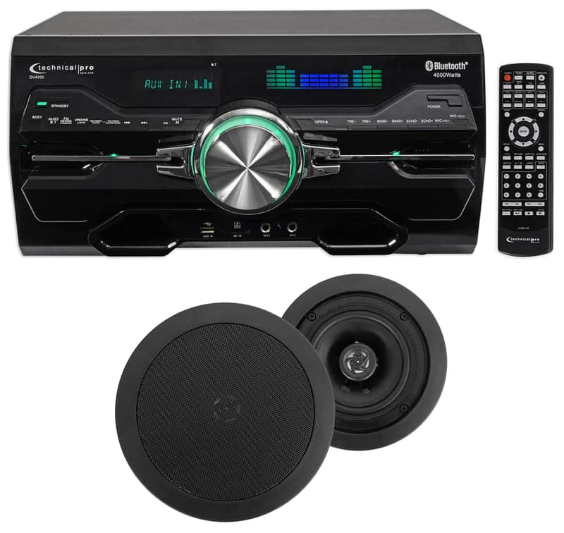 DV4000 4000w Bluetooth Home Theater DVD Receiver+2) 5.25" Black Ceiling Speakers image 1