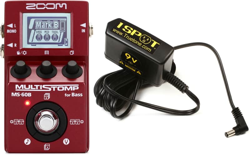 Zoom MS-60B Multistomp Bass Effects Pedal Bundle with Truetone 1 SPOT Slim 9V DC Adapter image 1