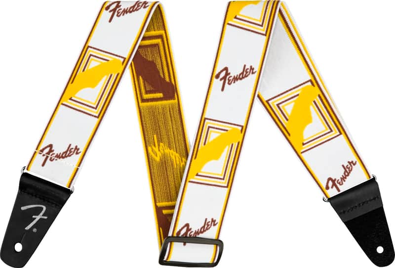 Fender WeighLess Monogram Guitar Strap, WHITE/BROWN/YELLOW, #099-0686-005 image 1